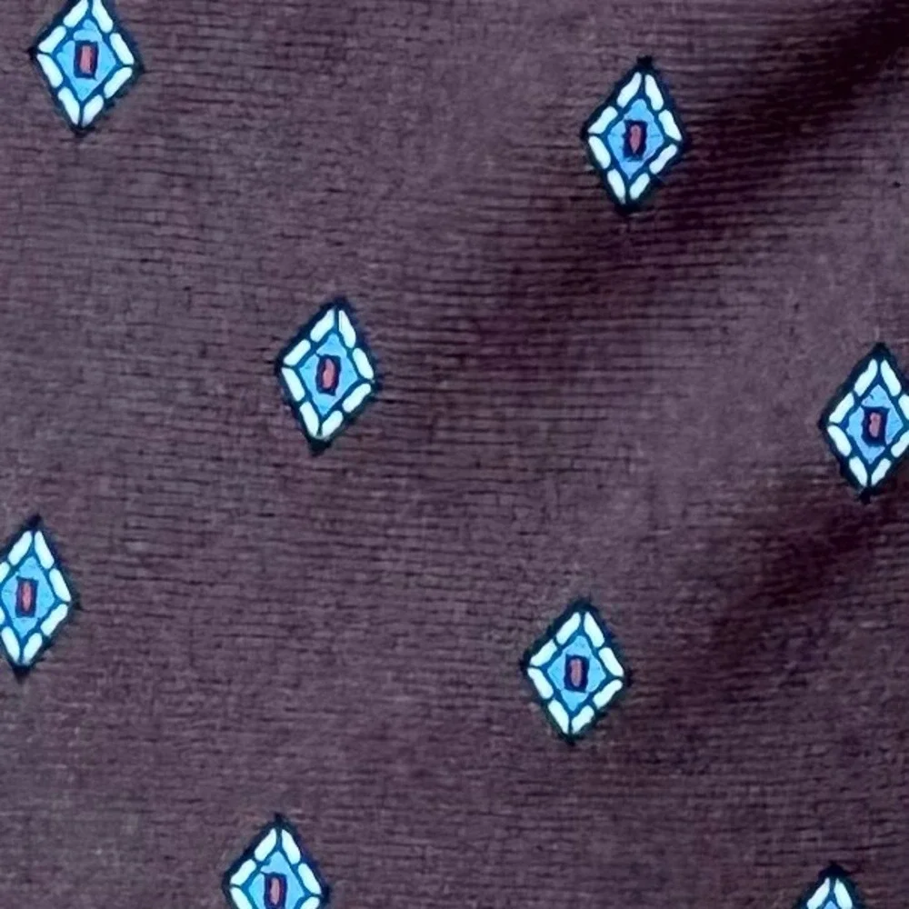 Vintage Christian Dior Geometric Diamond Silk Tie Mens OS Brown USA